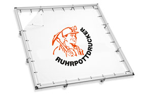 Bannerrahmen für Fassaden, System inkl. Druck