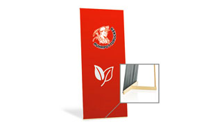 L-Banner Holz mit Magnetleisten, System inkl. Druck