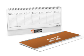 Tischkalender mit verlängerter Rückpappe