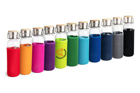 Glasflaschen mit Neoprenhülle