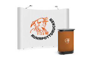 Faltdisplay Comfort gebogen und gerade inkl. Koffertheke, Druck