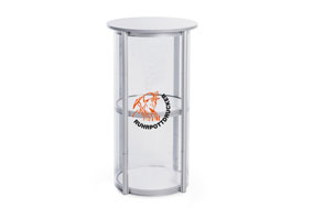 Stehtisch mit Vitrine, System inkl. Druck