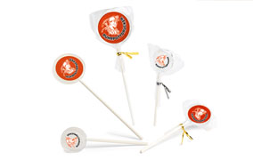 Lollipops mit Werbe-Banderole